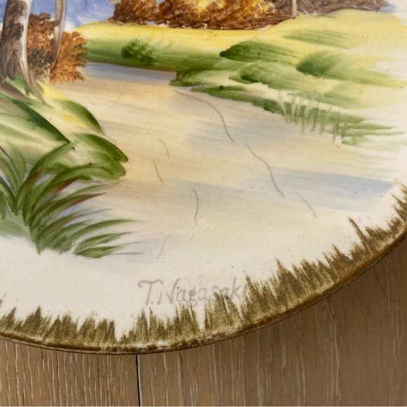 ⭐️Enesco⭐️4 Vintage Hand Painted Plate Signed by artist T. Nagasaki - Picture 5 of 10